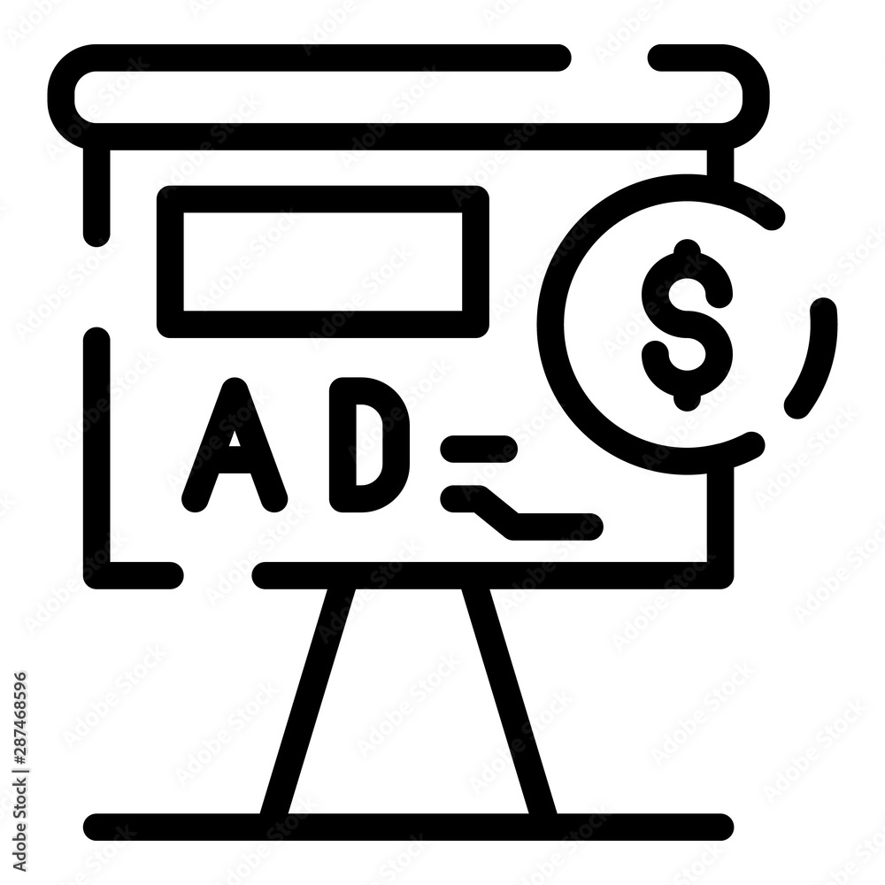 Billboard advertising icon. Outline billboard advertising vector icon for web design isolated on white background Billboard advertising icon. Outline billboard advertising vector icon for web design isolated on white background