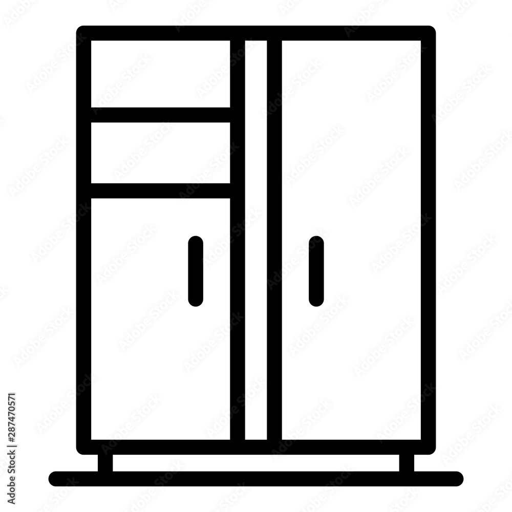 Double leaf refrigerator icon. Outline double leaf refrigerator vector icon for web design isolated on white background