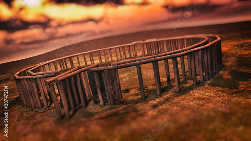 newly discovered late Neolithic earthwork concept illustrations provide with an insight into gigantic historical monument and how it might have appeared when it was built 
