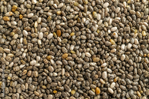 Organic texture. Chia seeds. Healthy breakfast, vitamin snack, diet and healthy eating concept. Healthy Superfood.