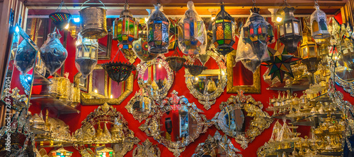 Traditional moroccan lamps on market in Fes, Morocco