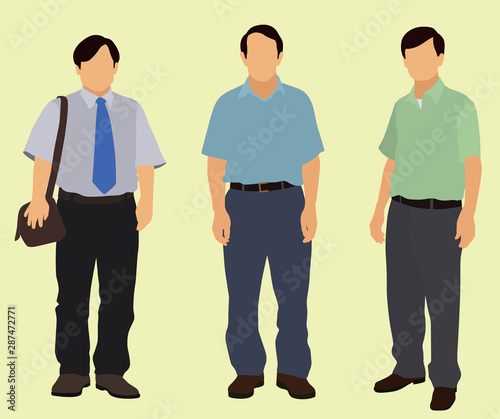 Asian Men Wearing Short Sleeved Business Shirts