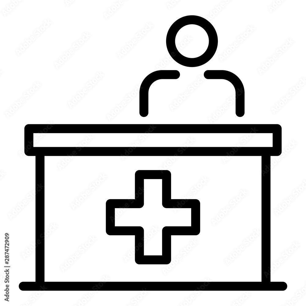 Reception at the vet icon. Outline reception at the vet vector icon for web design isolated on white background Reception at the vet icon. Outline reception at the vet vector icon for web design isolated on white background