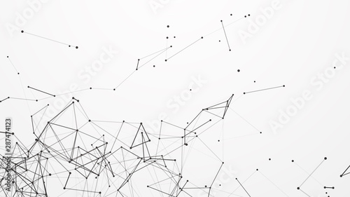 Polygonal white background with connecting dots and lines. Network connection structure. Plexus effect. 3d rendering.