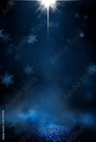 Empty dark, winter scene wi...