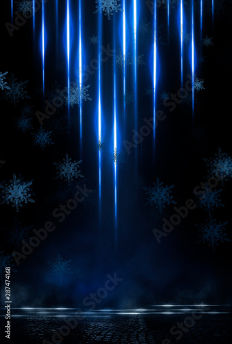 Empty dark, winter scene wi...