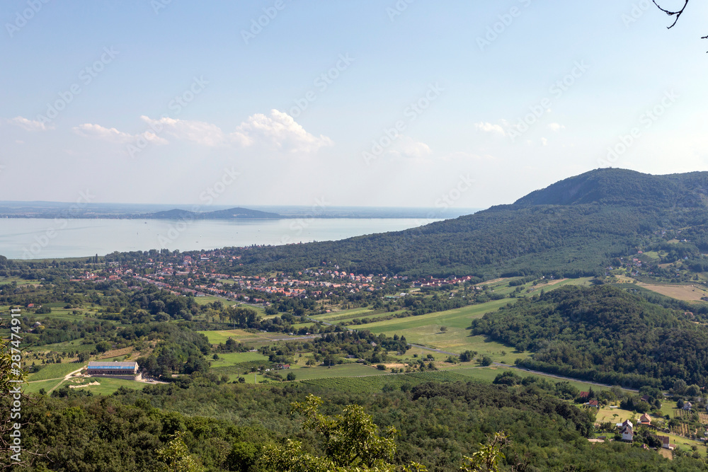 View of the Badacsony mountain from Gulacs, Hungary.