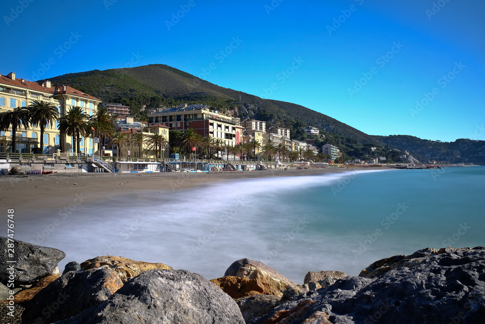 sea landscapes on the beaches of the Ligurian coast in Italy during the summer of 2020