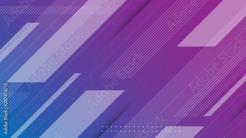 Abstract background with modern design style. With a variety of transparent element patterns. Diagonal stripe element against a gradation of purple background. Used for landing page websites or banner