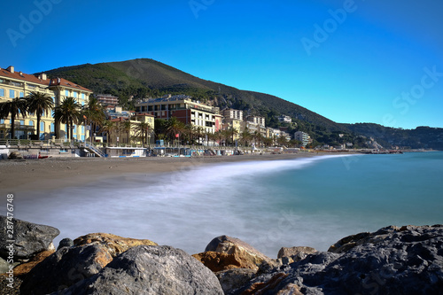 sea landscapes on the beaches of the Ligurian coast in Italy during the summer of 2020