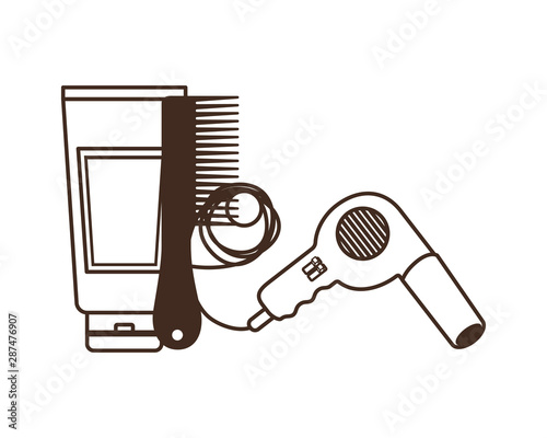 professional hairdressing tools on white background