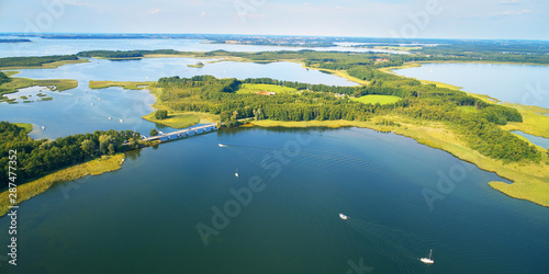 Aerial landscape from the drone- masuria lake district in Poland photo