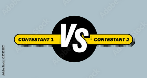 Versus screen. Vs battle headline, conflict duel between teams. Confrontation fight competition. Vector background template