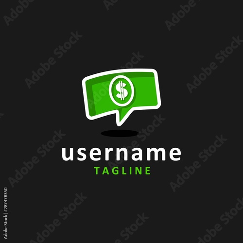 cute money logo design inspiration . social money logo design . dollar chat logo design template . money talk