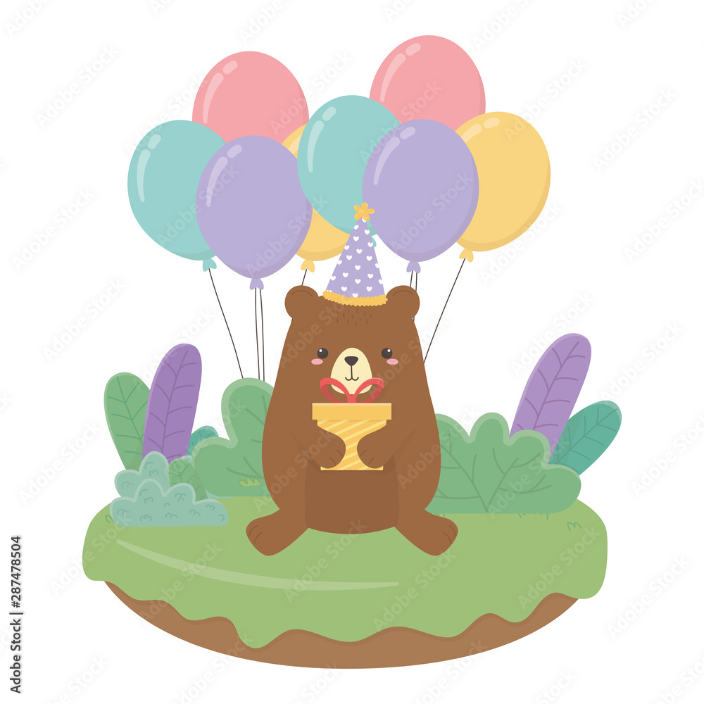 Bear cartoon with happy birthday icon design Bear cartoon with happy birthday icon design