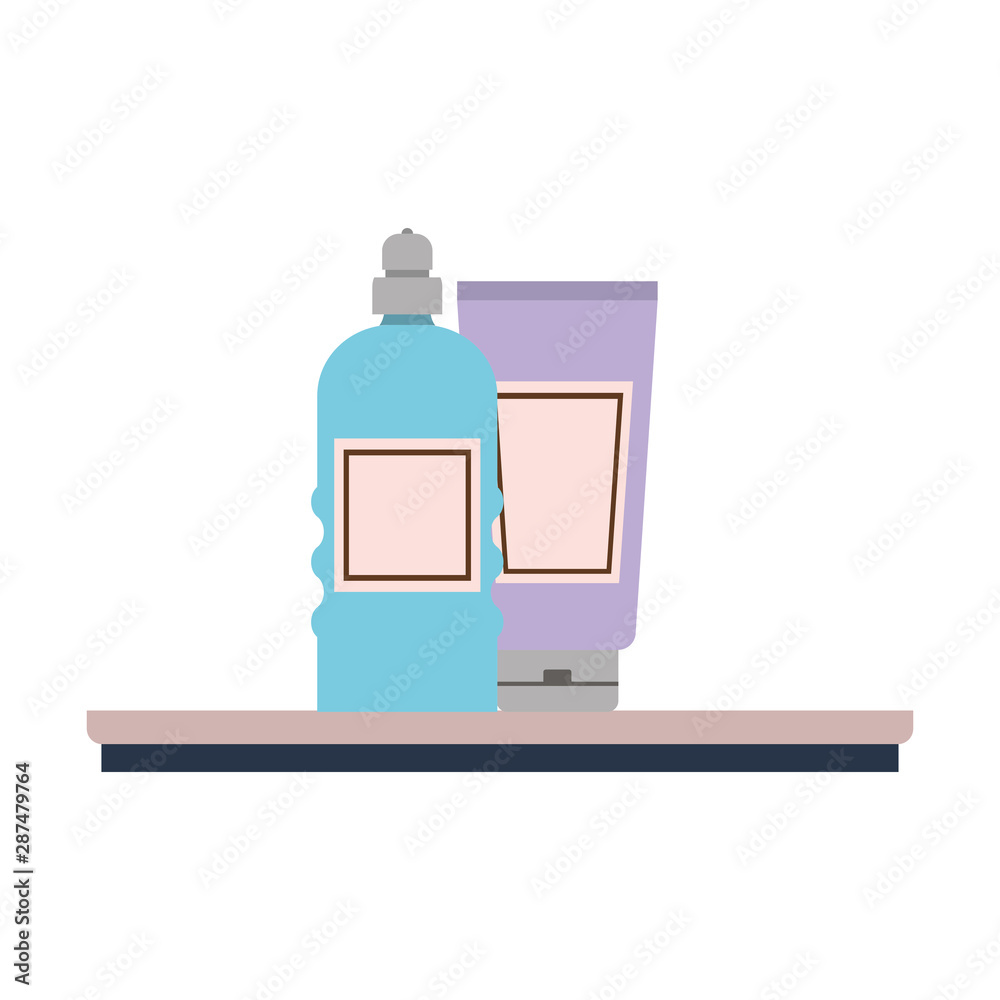 dispensing bottle on shelf with white background dispensing bottle on shelf with white background