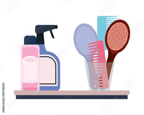 professional hairdressing tools on white background
