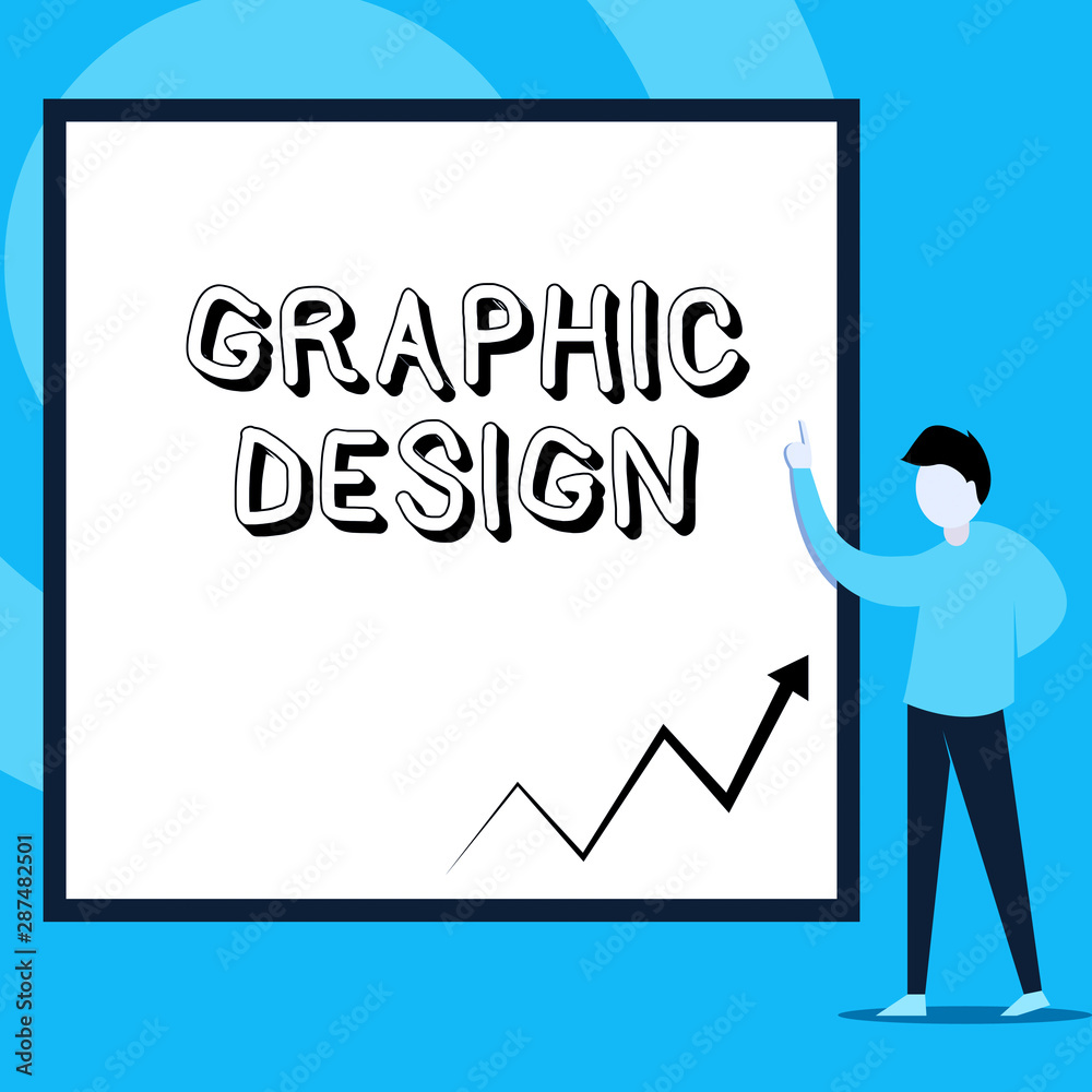 Conceptual hand writing showing Graphic Design. Concept meaning art or skill of combining text and pictures in advertisements Man standing pointing up blank rectangle Geometric background Conceptual hand writing showing Graphic Design. Concept meaning art or skill of combining text and pictures in advertisements Man standing pointing up blank rectangle Geometric background