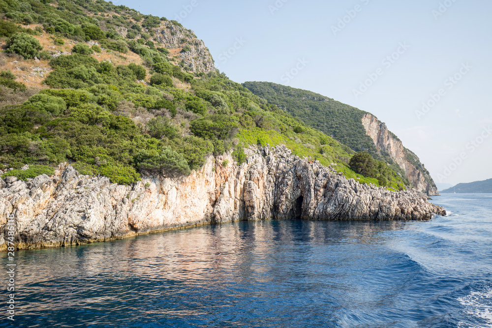 Cliffs on the Ionian sea, Lefkada island, Greece