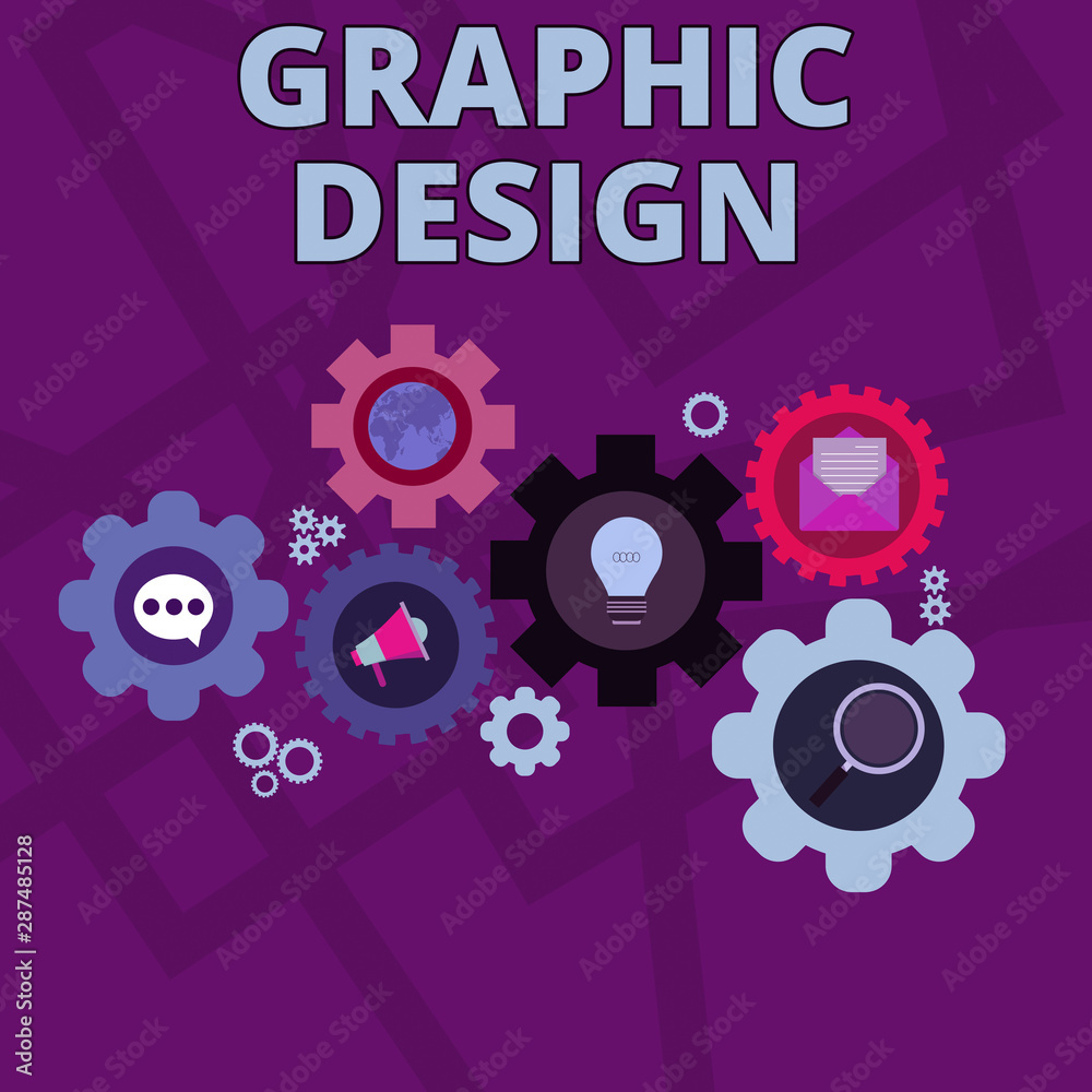 Word writing text Graphic Design. Business photo showcasing art or skill of combining text and pictures in advertisements Set of Global Online Social Networking Icons Inside Colorful Cog Wheel Gear Word writing text Graphic Design. Business photo showcasing art or skill of combining text and pictures in advertisements Set of Global Online Social Networking Icons Inside Colorful Cog Wheel Gear
