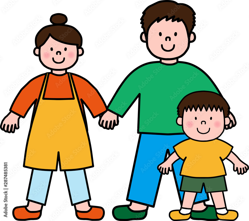 手をつなぐ夫婦と男の子 手をつなぐ夫婦と男の子