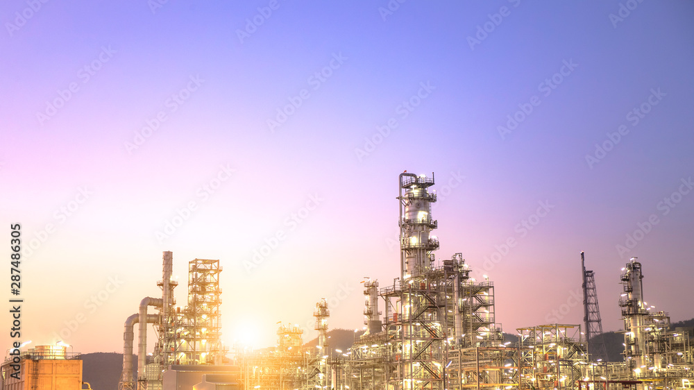 Close up oil and gas refinery factory at sunset,Industrial petrochemical plant.