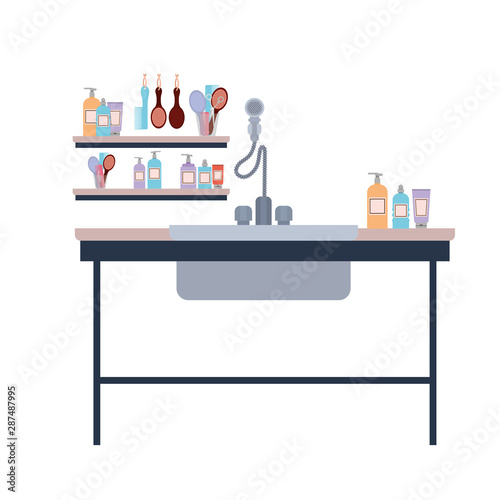pet grooming table on white background