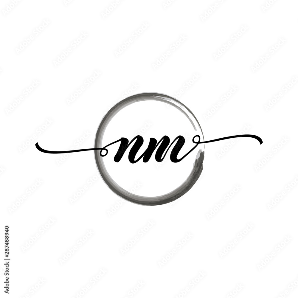 NM initial handwriting logo template. round logo in watercolor color with handwritten letters in the middle. Handwritten logos are used for, weddings, fashion, jewelry, boutiques and business NM initial handwriting logo template. round logo in watercolor color with handwritten letters in the middle. Handwritten logos are used for, weddings, fashion, jewelry, boutiques and business