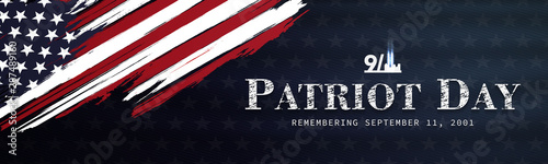 September 11, patriot day background, we will never forget, united states flag posters, modern design vector illustration	