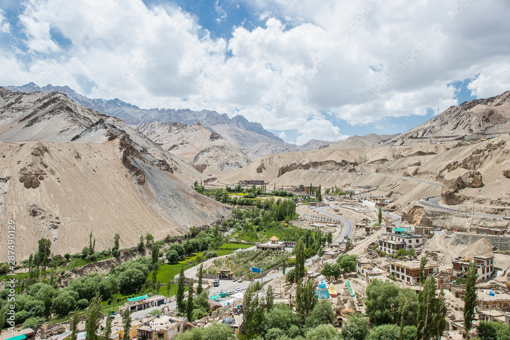 Landscape of Ladakh city from the Lamayuru Monastery