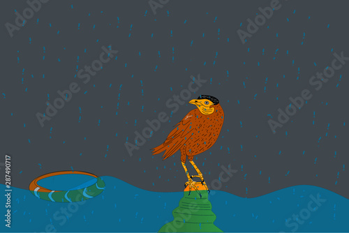 Birds are fleeing flooded streets.