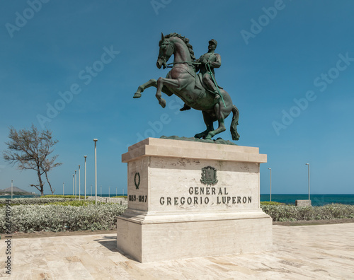 Statue of general Gregorio Luperon, near fortress of san Felipe, La Puntilla square, Puerto Plata, dominican Republic