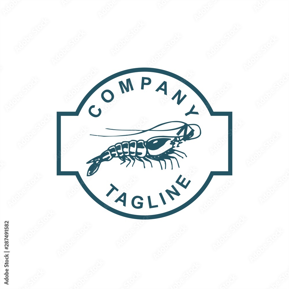 Naklejka premium sea food shrimp fish restaurant logo and vector illustration
