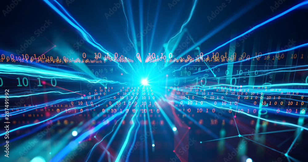 Fototapeta premium Light speed zoom travel in Deep space background 3d illustration.