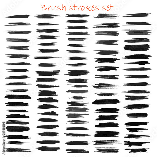 grungy vector brush strokes set