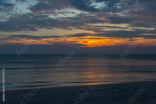 Siluette sunset at the beach