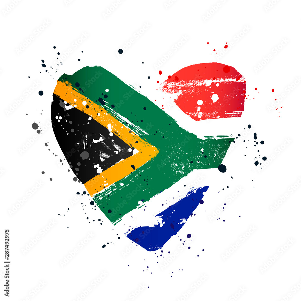 South African flag in the form of a big heart. - obrazy, fototapety, plakaty 