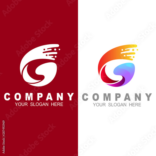 Swoosh letter g logo template, speed and delivery design vector, 3d logo and colorful icon