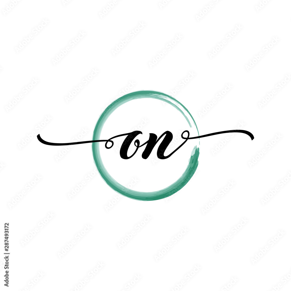 Obraz premium ON initial handwriting logo template. round logo in watercolor color with handwritten letters in the middle. Handwritten logos are used for, weddings, fashion, jewelry, boutiques and business