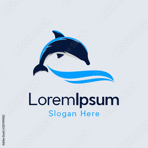 Dolphin Jumping Ocean Animal Nature Icon Logo Element Design Template Vector