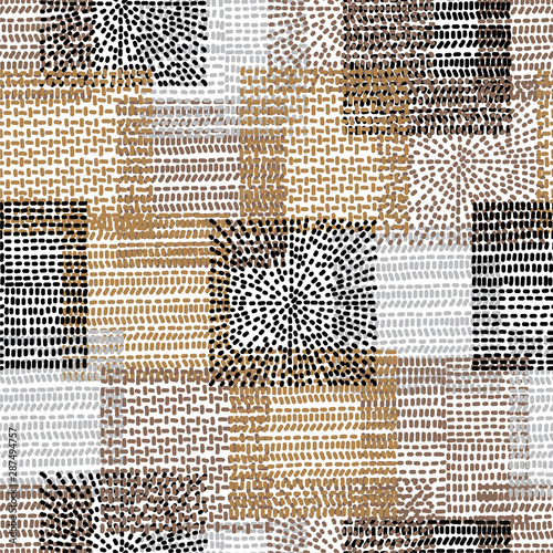  Precious embroidery with linear dashes. Luxury seamless pattern. Can be used in textile industry, paper, background, scrapbooking.