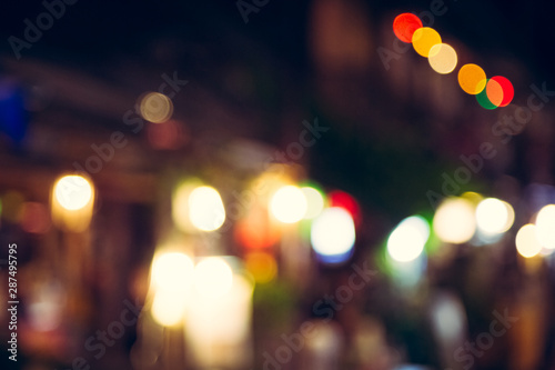 Blur with bokeh of night market at the city