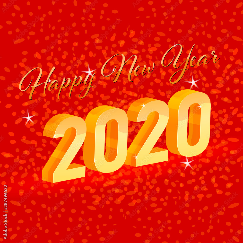 Happy new year 2020 on a red scene vector wallpaper backgrounds