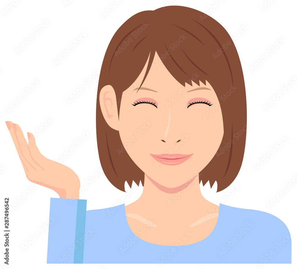 Young woman vector illustration (upper body) / guidance, introduction, recommendation Young woman vector illustration (upper body) / guidance, introduction, recommendation