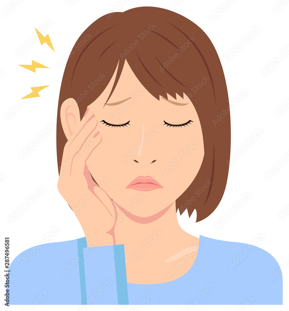 Young woman vector illustration (upper body) / headache, migrane 