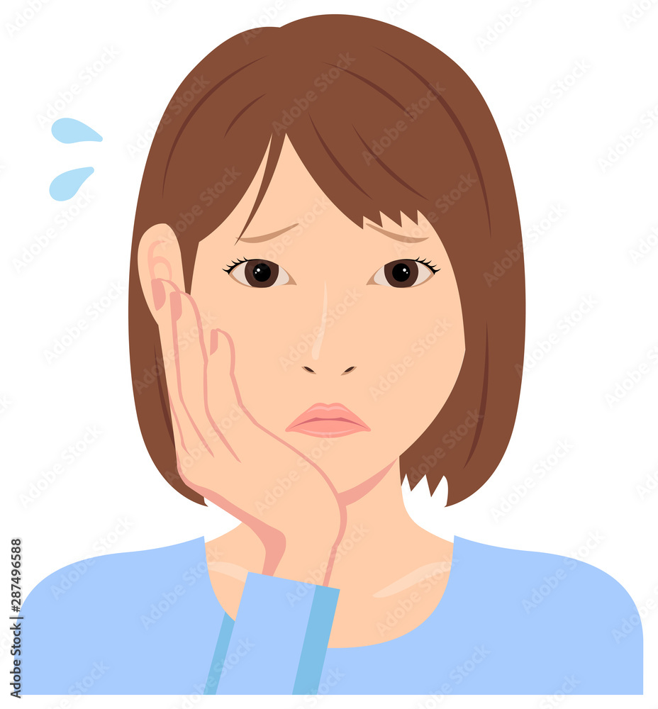 Young woman vector illustration (upper body) / depression, annoying, troubled, disappointed Young woman vector illustration (upper body) / depression, annoying, troubled, disappointed
