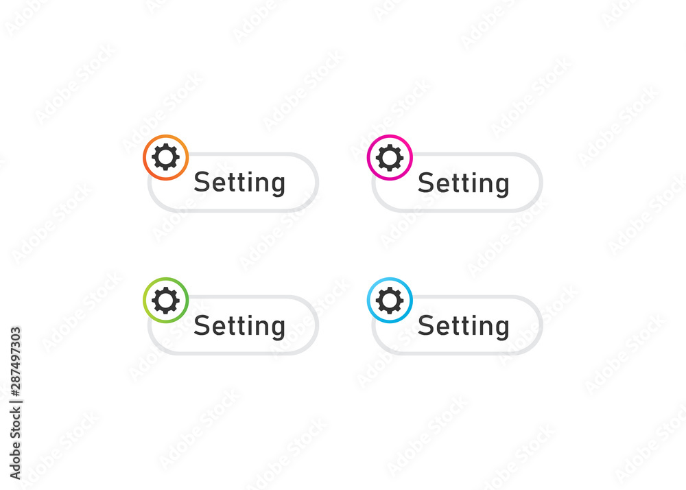 setting button design with setting icon, in various colour vector setting button design with setting icon, in various colour vector