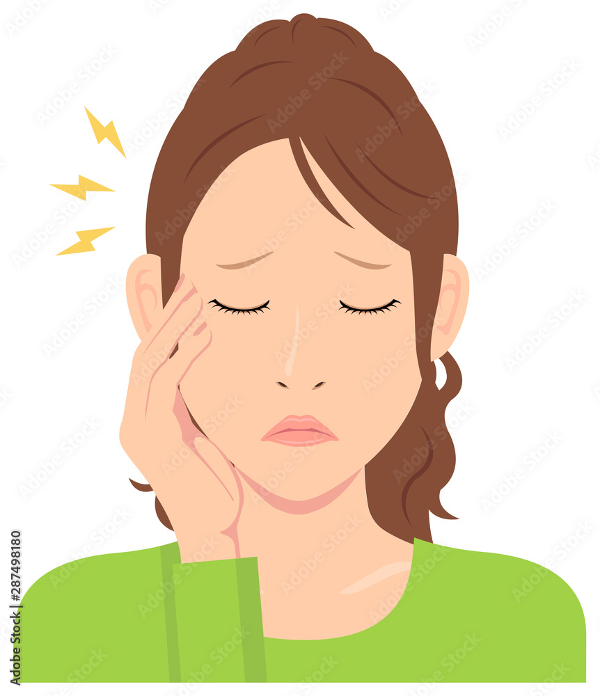 Young woman vector illustration (upper body) / headache, migrane Young woman vector illustration (upper body) / headache, migrane