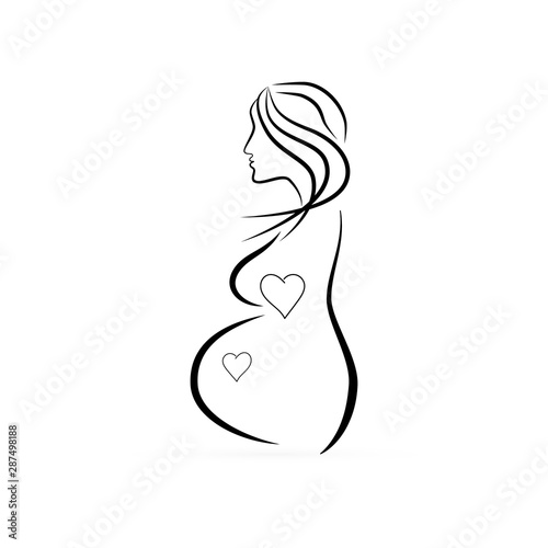 Pregnant woman. Vector illustration. Pregnant icon. Mother icon. Logo template. Mothers Day.
