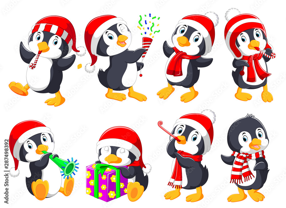 Cute Christmas penguins collection Cute Christmas penguins collection